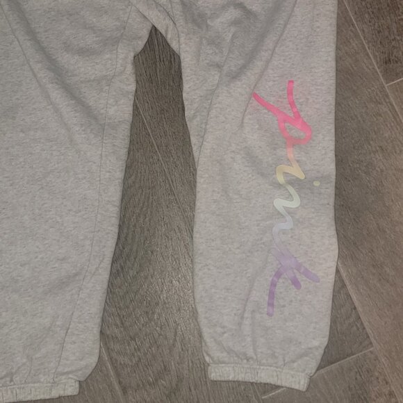 🎉 VICTORIA'S SECRET PINK Fleece Jogger Pants Heather Gray Sweatpants - Picture 4 of 4